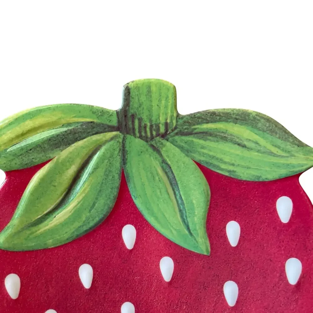 C&C California Strawberry Shaped Melamine Snack Plates 5x7 Set of 4 NEW